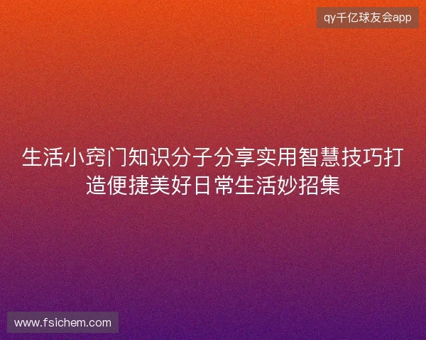 生活小窍门知识分子分享实用智慧技巧打造便捷美好日常生活妙招集