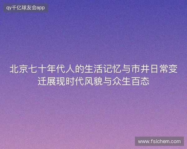 北京七十年代人的生活记忆与市井日常变迁展现时代风貌与众生百态